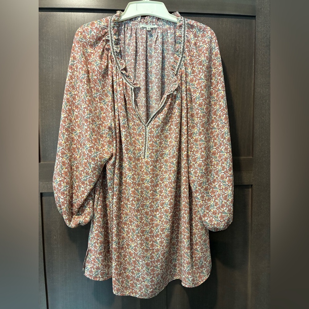 Max Studio Floral Blouse in Red and White